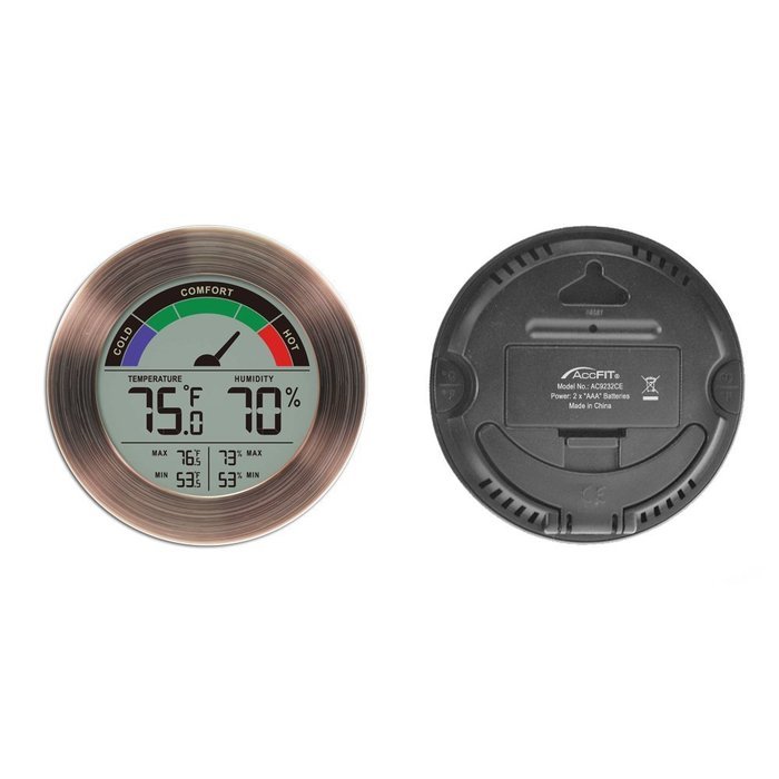 Thermometer & Hygrometer Weather Station with Color Comfort Meter in Metal Casing (BRONZE) N6