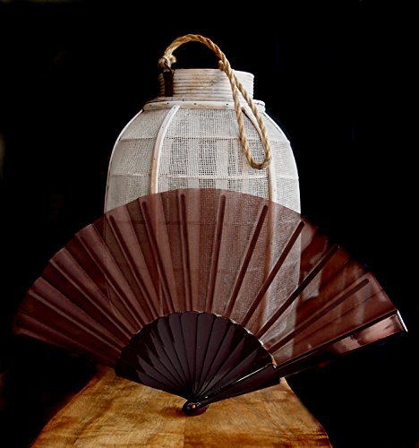9" Brown Chinese Folding Nylon Hand Fan for Weddings