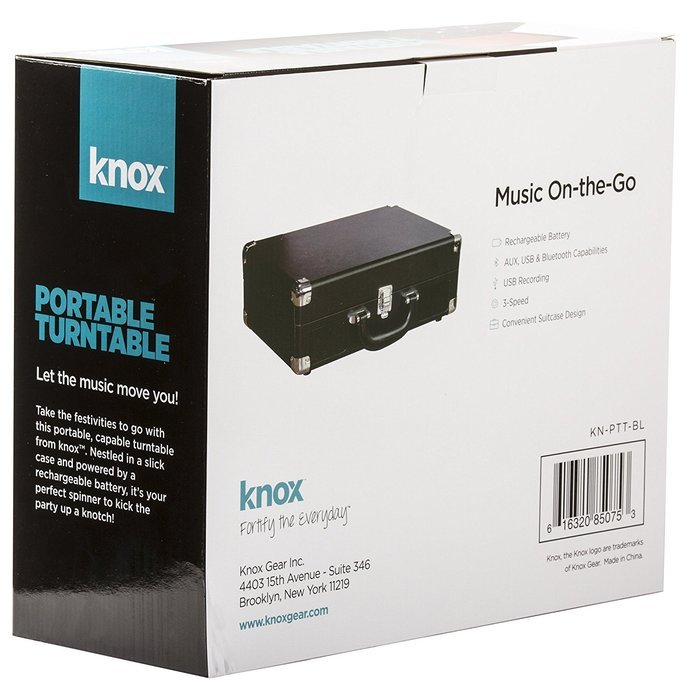 Knox Portable Bluetooth USB Turntable with Built-in Speakers (Black) N2