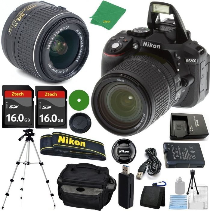 Nikon D5300 Digital SLR - International Version (No Warranty), 18-55mm f/3.5-5.6 DX VR, 2pcs 16GB ZeeTech Memory... N2