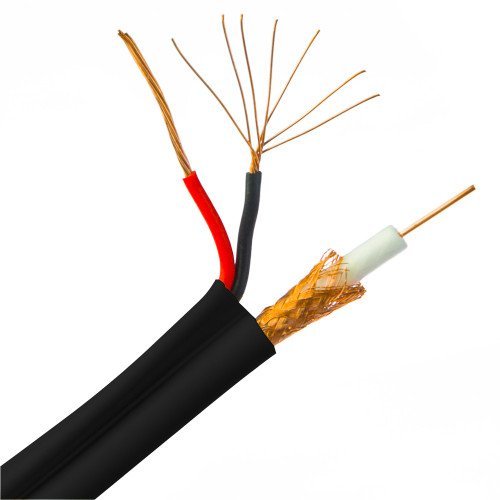C&E CNE40865 1000-Feet RG59 Siamese Coaxial/Power Cable, Solid Core (Copper) Coax, 18/2 Stranded Copper Power,... N2