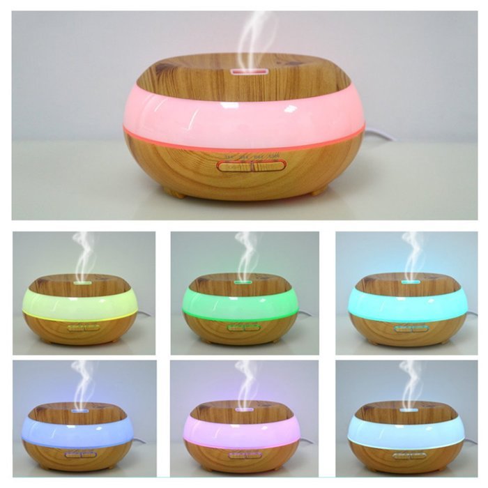 Essential Oil Diffuser Humidifier, Aliceclub 300ml Wood Grain Ultrasonic Cool Mist Humidifier with 7 Color LED... N5