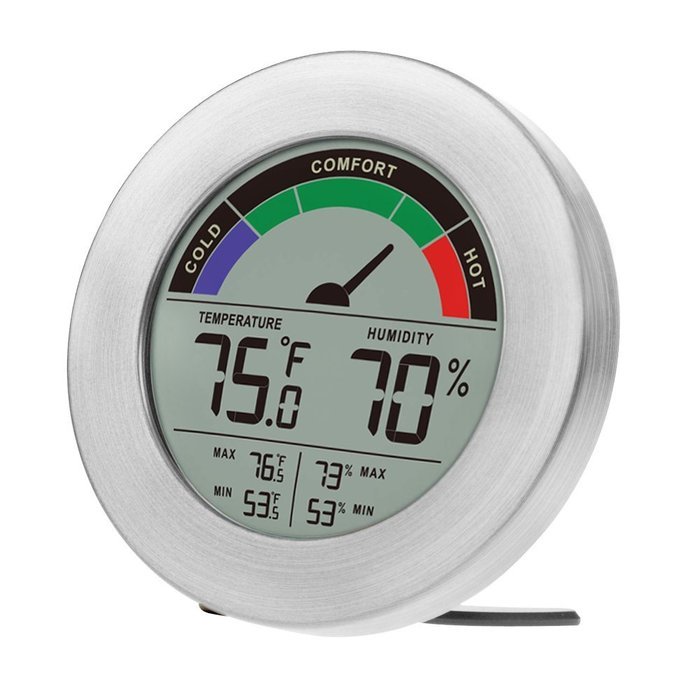 Thermometer & Hygrometer Weather Station with Color Comfort Meter in Metal Casing (BRONZE) N9