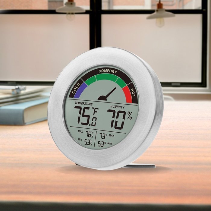 Thermometer & Hygrometer Weather Station with Color Comfort Meter in Metal Casing (BRONZE) N10