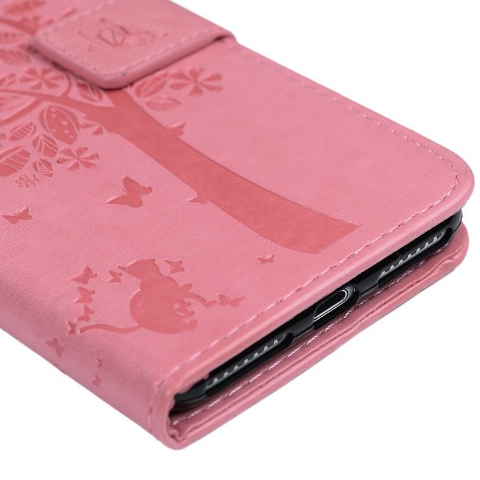 iPhone 7 Plus Case (5.5 inch) - Wallet Flip Folio Stand Case Embossed Flower Tree PU Leather Case Shockproof Soft... N25