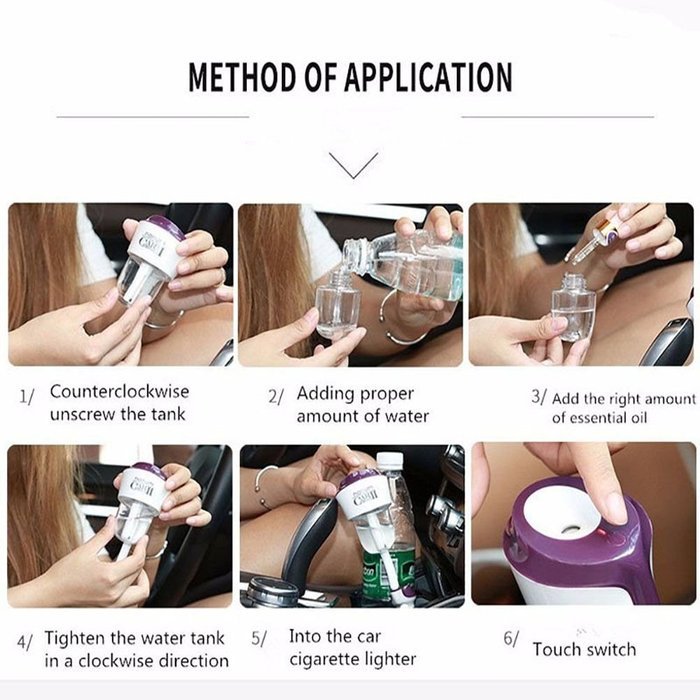 EXIU Summer Portable Mini Car Humidifier Air Purifier Aroma Essential Oil Diffuser (Black) N6