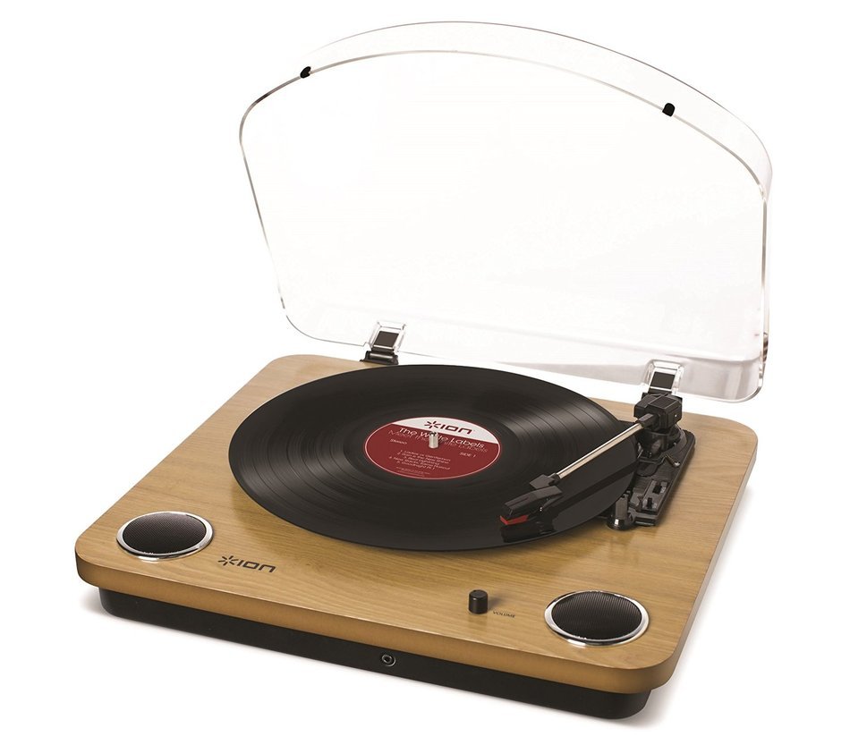 ION Audio Max LP | 3-Speed Belt Drive Turntable with Built-In Speakers & 1/8" Aux Input (Glossy Piano Black) N4