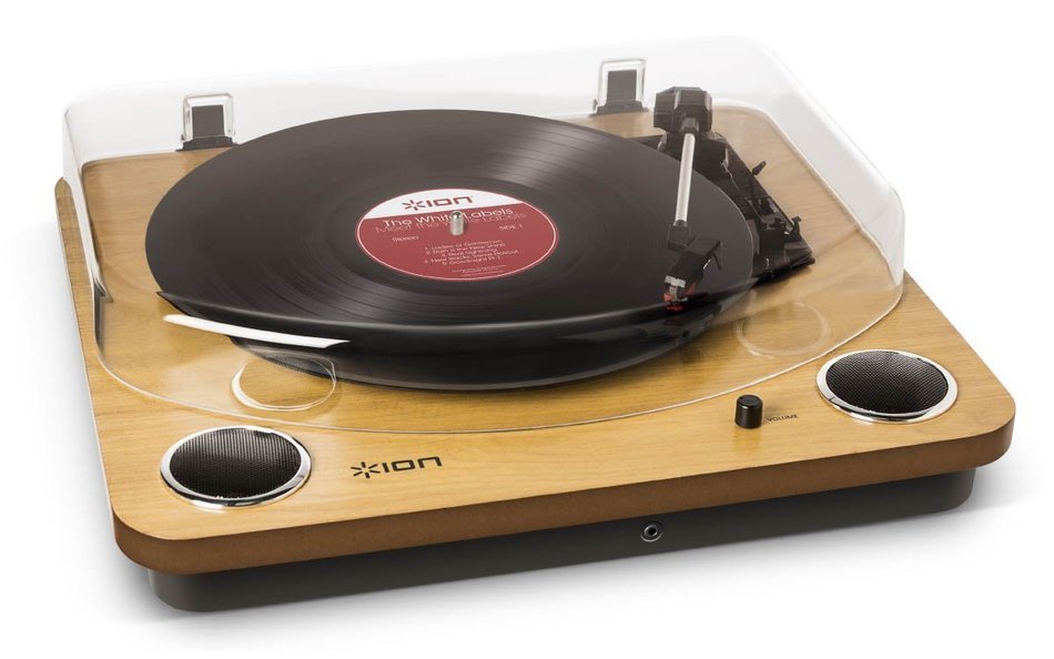 ION Audio Max LP | 3-Speed Belt Drive Turntable with Built-In Speakers & 1/8" Aux Input (Glossy Piano Black) N6