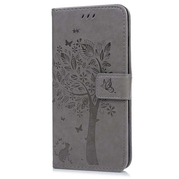 iPhone 7 Plus Case (5.5 inch) - Wallet Flip Folio Stand Case Embossed Flower Tree PU Leather Case Shockproof Soft... N40