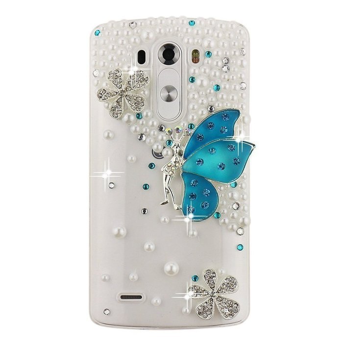 Spritech(TM) LG G Stylo Hard Case,Bling Crystal 3D handmade Rhinestone Design Clear Phone Cover White Flower for... N10