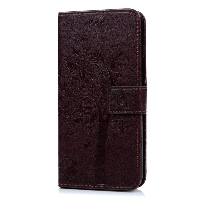 iPhone 7 Plus Case (5.5 inch) - Wallet Flip Folio Stand Case Embossed Flower Tree PU Leather Case Shockproof Soft... N44