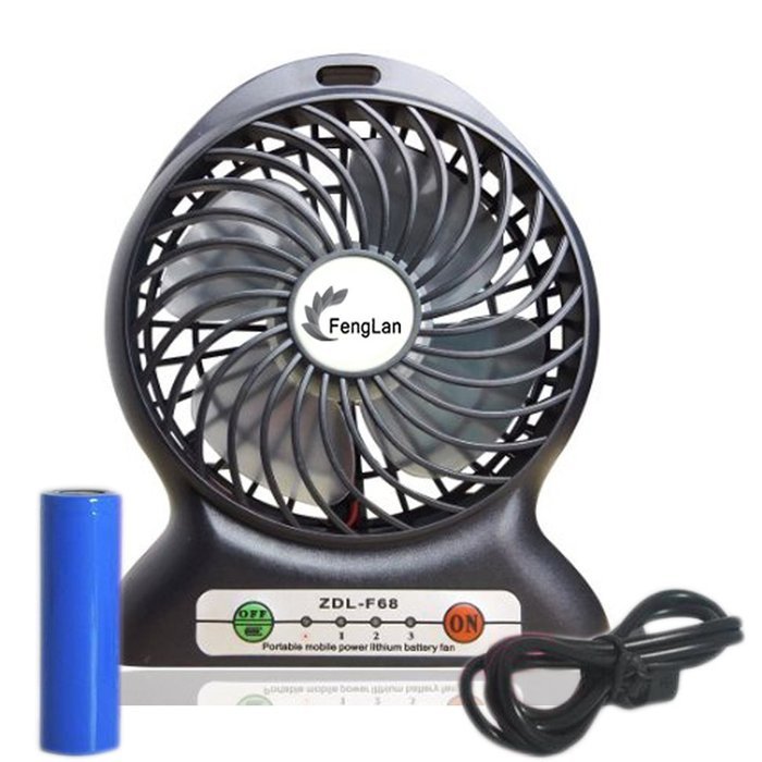 FengLan Portable Lithium Battery Fan 4-inch Vanes 3 Speeds Rechargeable ...