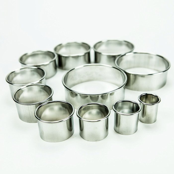 HUJI Stainless Steel Professional Plain Round Pastry Dough Cutter Set for Baking Cookies Pie Pops Kitchen (1,... N7