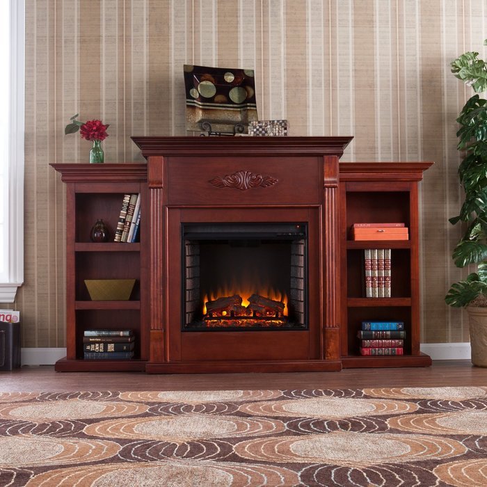 Tennyson Electric Fireplace w/ Bookcases - Ivory N26