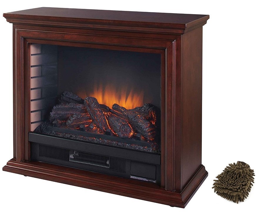 Pleasant Hearth Sheridan Mobile Fireplace, GLF-5002-68 (Complete Set) w/ Gift: Premium Microfiber Cleaner N2