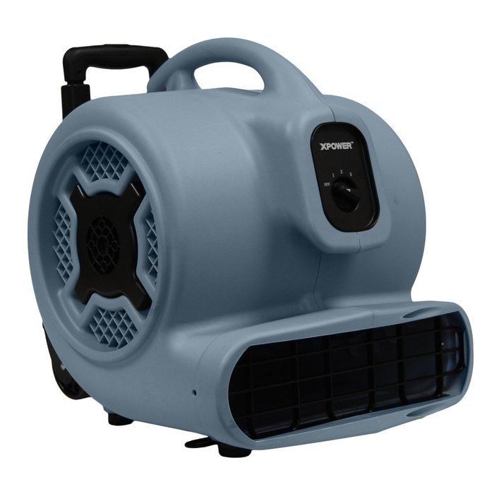 XPOWER P-830H 1-HP 1600-CFM 3 Speed Professional Air Mover with Telescopic Handle and Wheels, 8.5-Amp N5