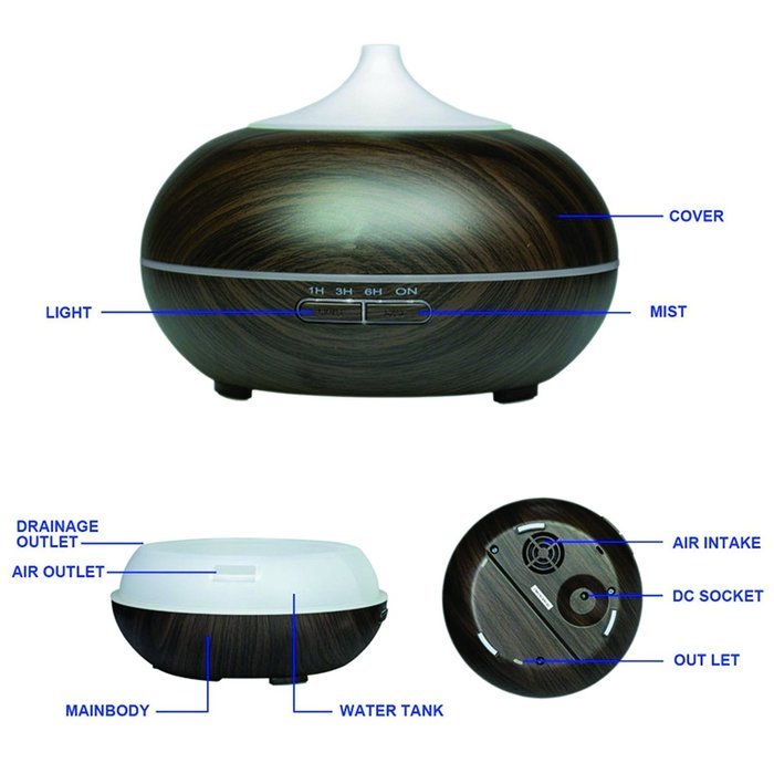 Aromatherapy Essential Oil Diffuser,Werleo 250ml Wood Grain Ultrasonic Cool Mist Whisper Quiet Aroma Air Humidifier... N13