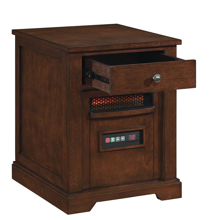 Portable Infrared Quartz Heater with Drawer, Cherry