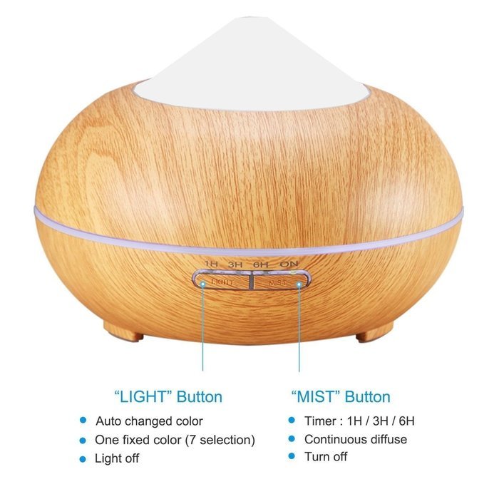 Aromatherapy Essential Oil Diffuser,Werleo 250ml Wood Grain Ultrasonic Cool Mist Whisper Quiet Aroma Air Humidifier... N16