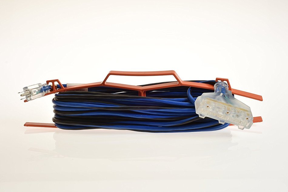 16/3 Gauge Extra Long 3 Prong Extension Cord with Portable Wire Rack - 100 Feet Electrical Appliance Regular Daily...