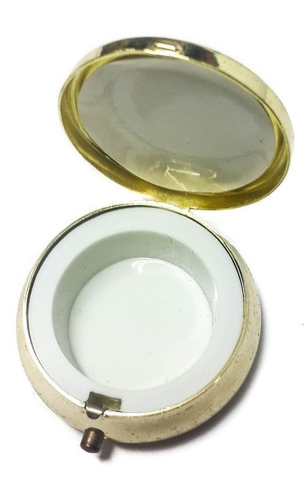 Holy land Keepsake Round Golden Metal Pill Mint Box Case Jerusalem 1.6"