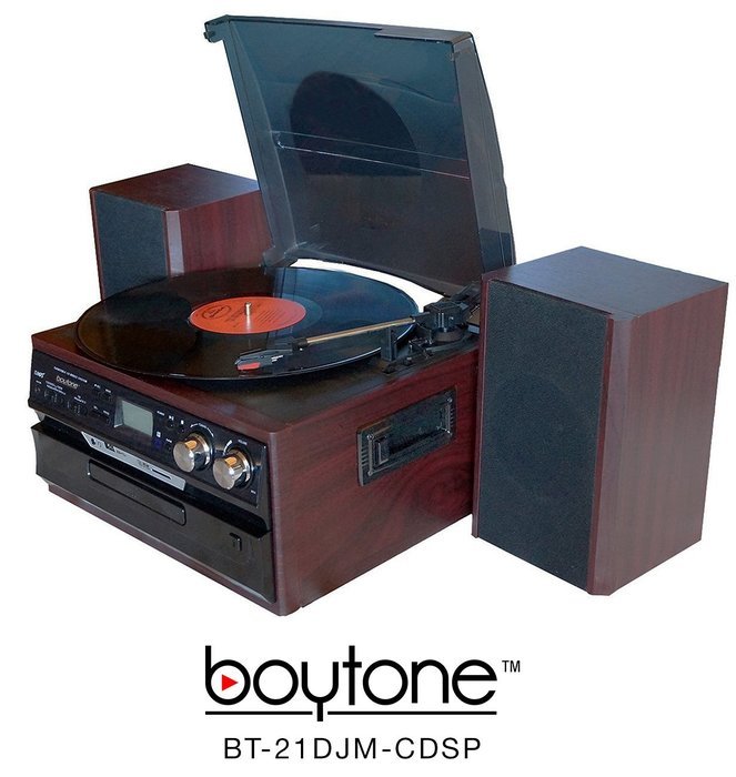 7-in-1 Boytone BT-21DJM-CDSP Full Size 3 Speed Turntable 33/45/78 Rpm, Belt Drive, CD, Cassette Player AM/FM/...