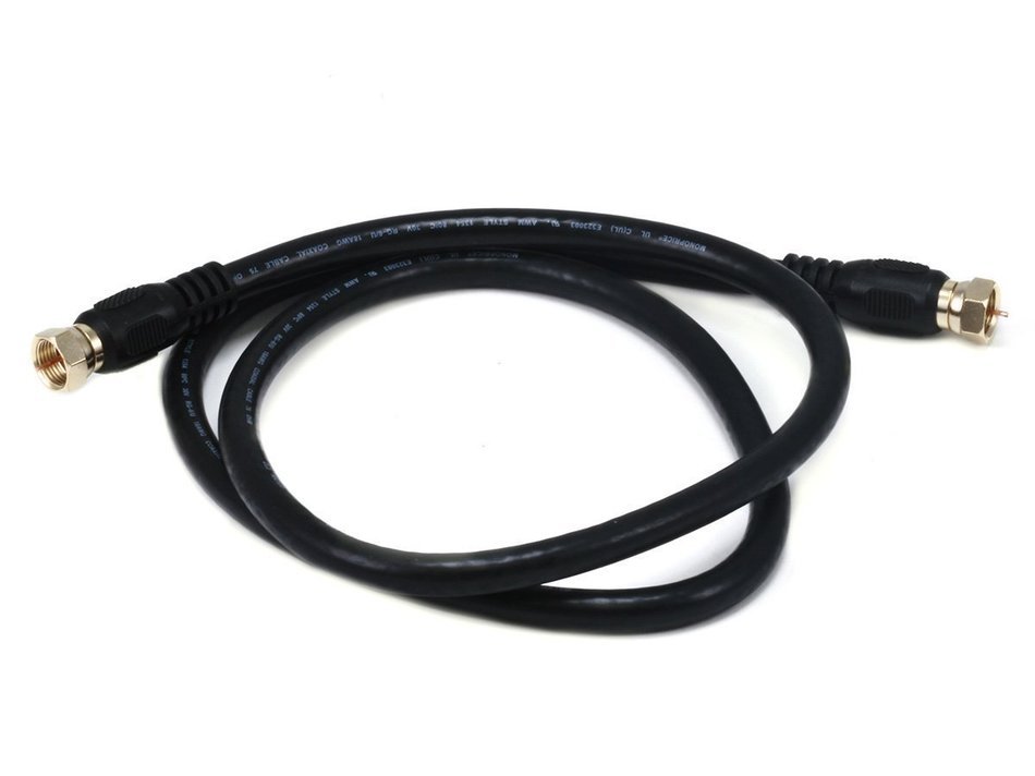 Monoprice 103030 75 Ohm Quad Shielded CL2 F-Type Coaxial RF Cable