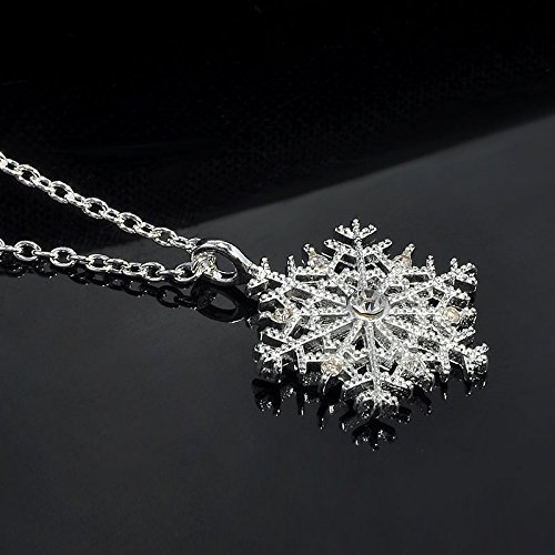 New Fashion Silver Frozen Snowflake Crystal Necklace Pendant Chain Xmas Gift N6