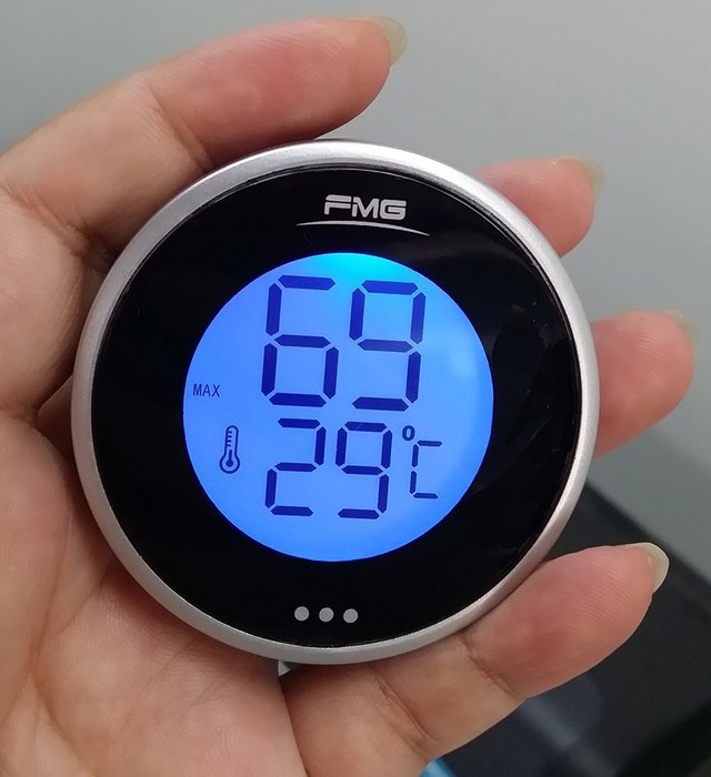 MIEO Round Digital Hygrometer Thermometer for Humidor HH654 with Clock N7