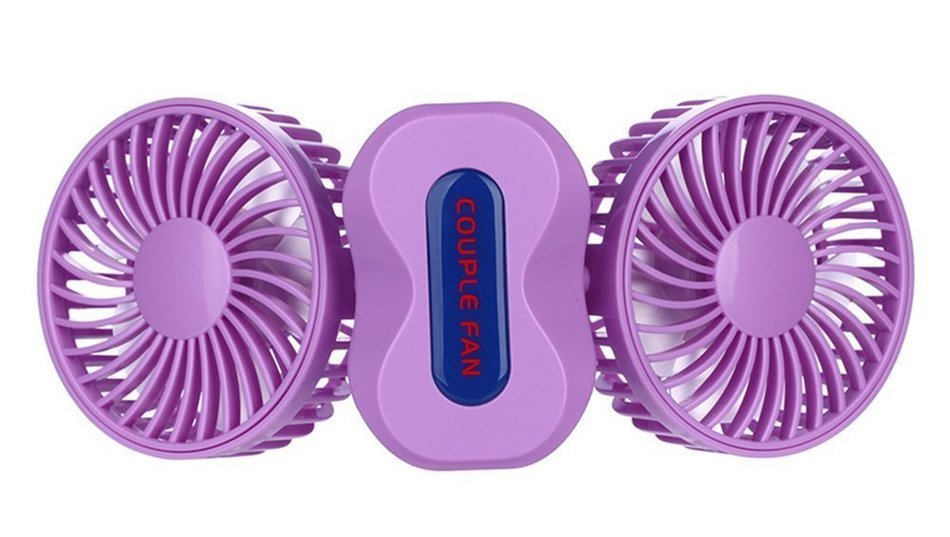 Xman&reg;Couples Mini Fan Dual Head Portable USB Rechargeable Personal Fan Quiet Operation Desktop Fan with LED Light... N3