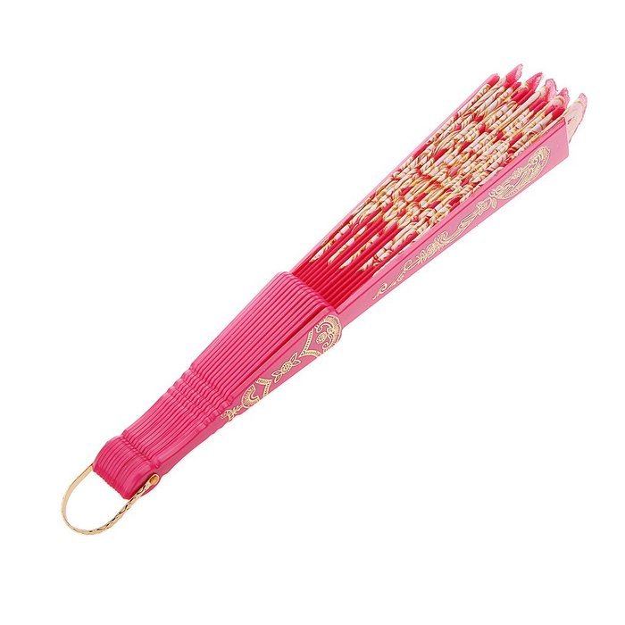 Chinese Foldable Trim Hand Fan Wing Chun Dancing Fan - Fuchsia N5