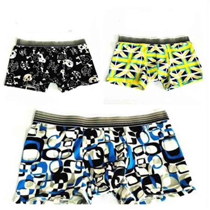 KAKA(TM) Men's Boxer Underwear Cartoon Pattern Breathable Absorbent Briefs 3-Pcs Set-(24-29inch/40-55kg)-L N2