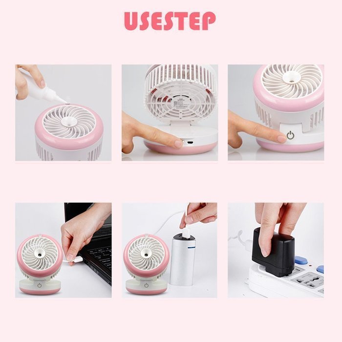 HJIAN Portable Mini Misting Fan Table Fans Humidifier Fan Portable Cooling Mist Fan Rechargeable Humidifier Personal... N23