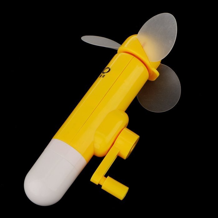 Safe Portable Hand Crank Mini Fan Travel cooling Kids Toy-Yellow N4