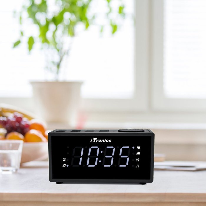 iTronics LED Dual Alarm Clock Radio with USB Charging, Digital AM/FM Radio, Snooze, Brightness Control and Battery...