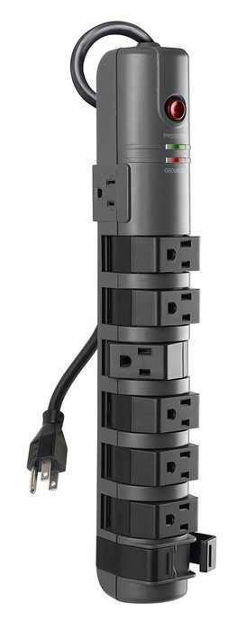 Belkin 12-Outlet Pivot-Plug Power Strip Surge Protector with 8-Foot Power Cord, 4320 Joules (BP112230-08) N2