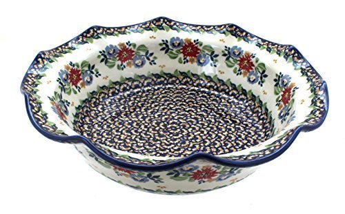 Polish Pottery Red Sunset Large Scallop Bowl