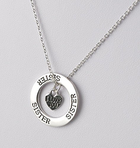 Hot!Family'Sister,I Love You'Silver Pendant With Heart Gift Necklace Chain Charm