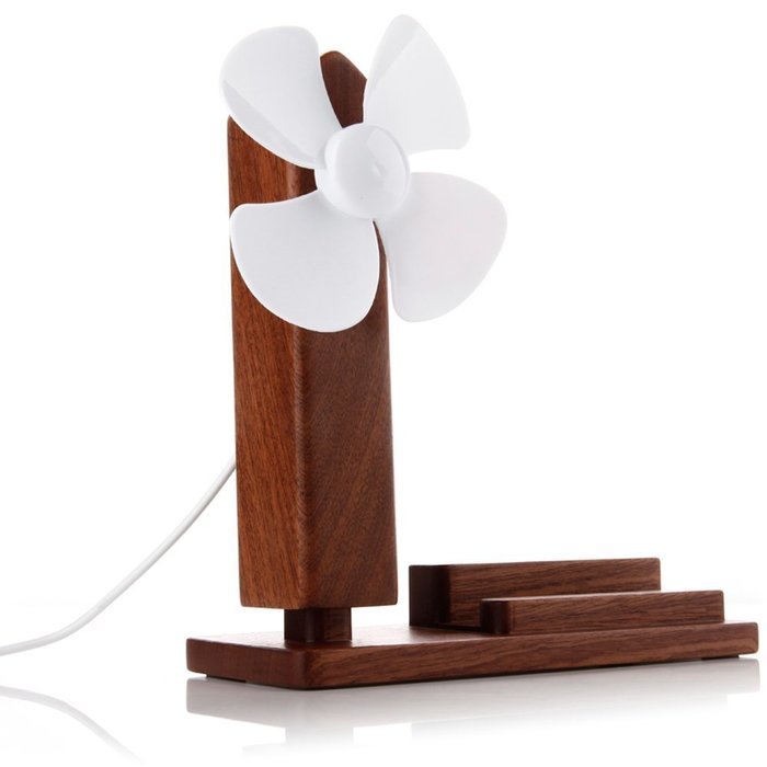 InaRock Wooden Desktop Cell Phone Holder Docking Stand and Mini USB Powered Table Desk Personal Fan with Fan Control... N2