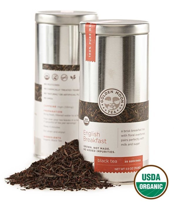 Golden Moon Tea - Madagascar Vanilla Tea - Organic - Loose Leaf - Non GMO - 2.5oz Tin - 30 Servings N25