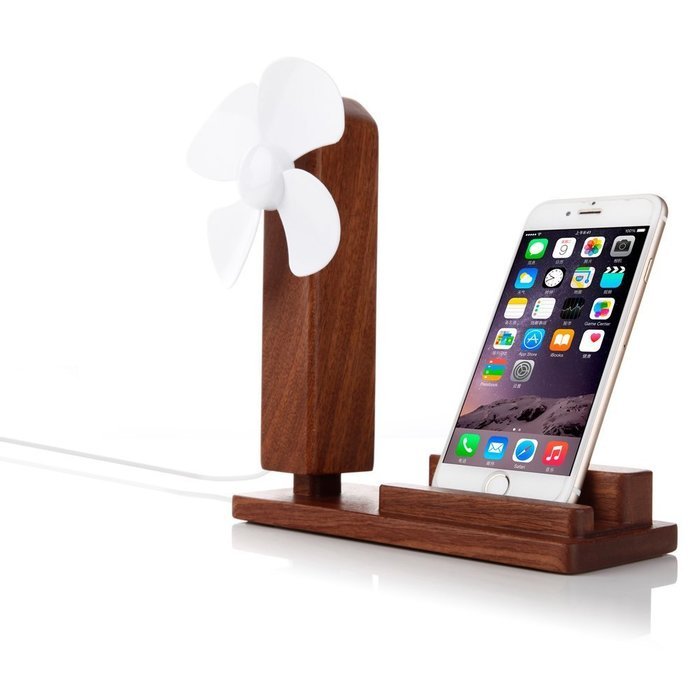 InaRock Wooden Desktop Cell Phone Holder Docking Stand and Mini USB Powered Table Desk Personal Fan with Fan Control... N3