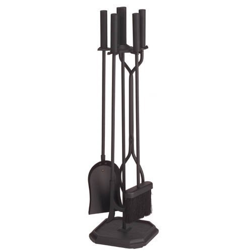 Contemporary 4 Piece Black Fireplace Tool Set by Minuteman