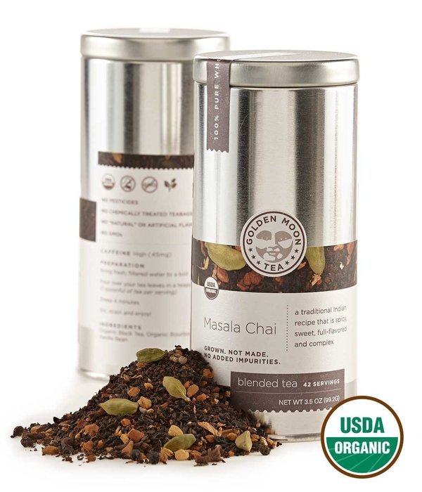 Golden Moon Tea - Madagascar Vanilla Tea - Organic - Loose Leaf - Non GMO - 2.5oz Tin - 30 Servings N27