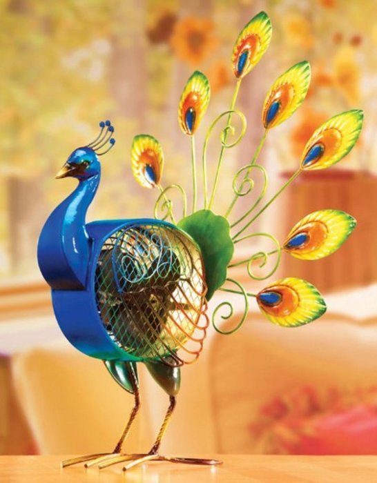 DecoBreeze DBF2008 Peacock Figurine Fan, Large