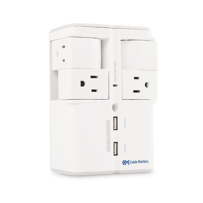 Cable Matters Outlet Wall Mount Surge Protector With A Dual Usb Charging N Free Image Download