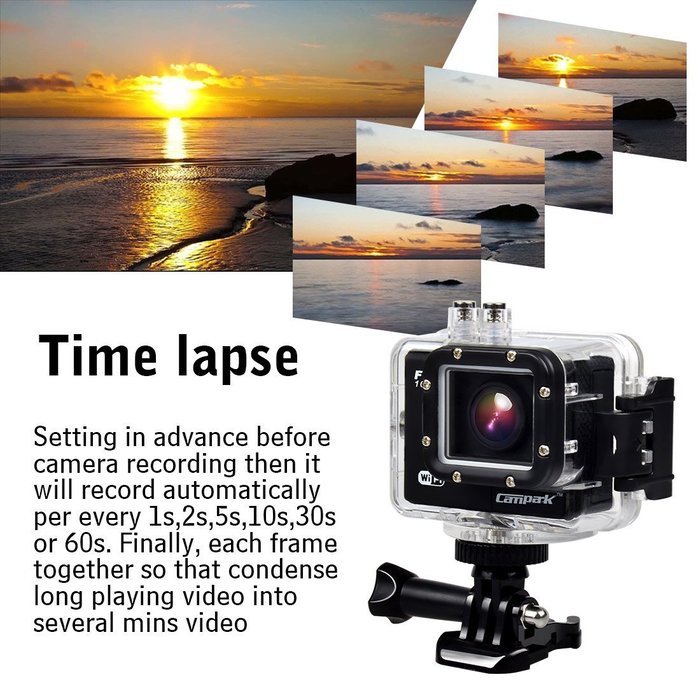 Campark&reg; 1080p 60fps Wifi Extreme Sports Action Camera Waterproof,16MP,1296P,Ambarella A7l,50m Underwater,RF Wrist... N2
