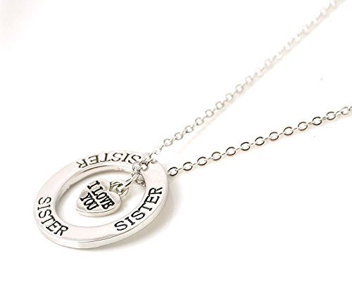 Hot!Family'Sister,I Love You'Silver Pendant With Heart Gift Necklace Chain Charm N2