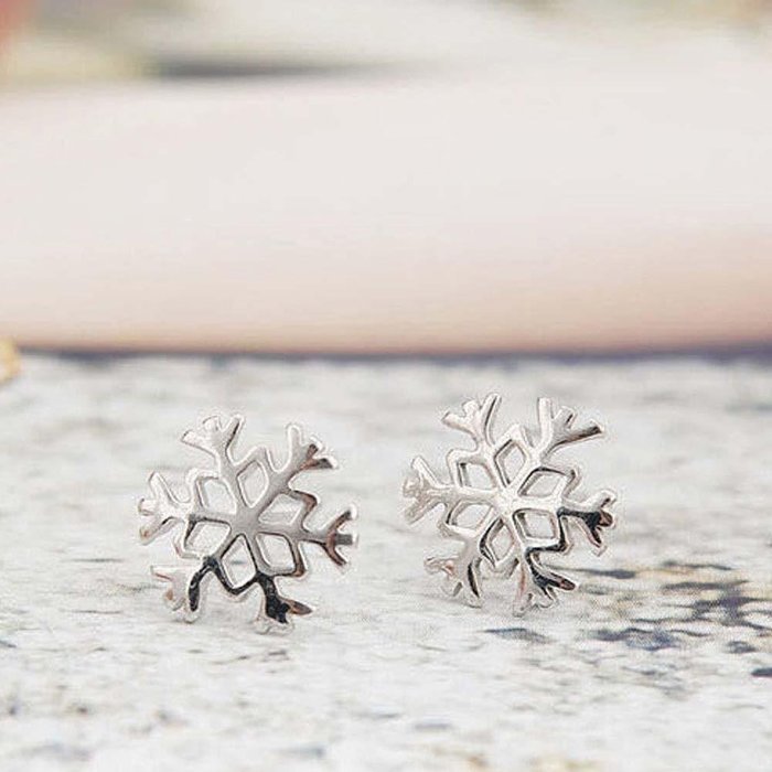 Women Fashion 925 Sterling Silver Snowflakes Stud Earrings Jewelry Xmas Gifts AD N3