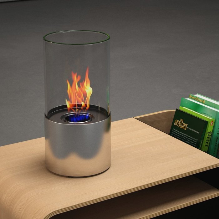 Moda Flame Lit Table Top Firepit Bio-ethanol Fireplace in Stainless Steel N4