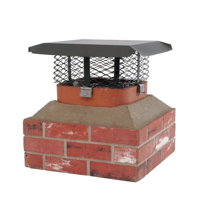 Shelter SCADJ-L-C Adjustable Black Galvanized Steel Clamp On Single Flue Chimney Cap for Use in California & Oregon...